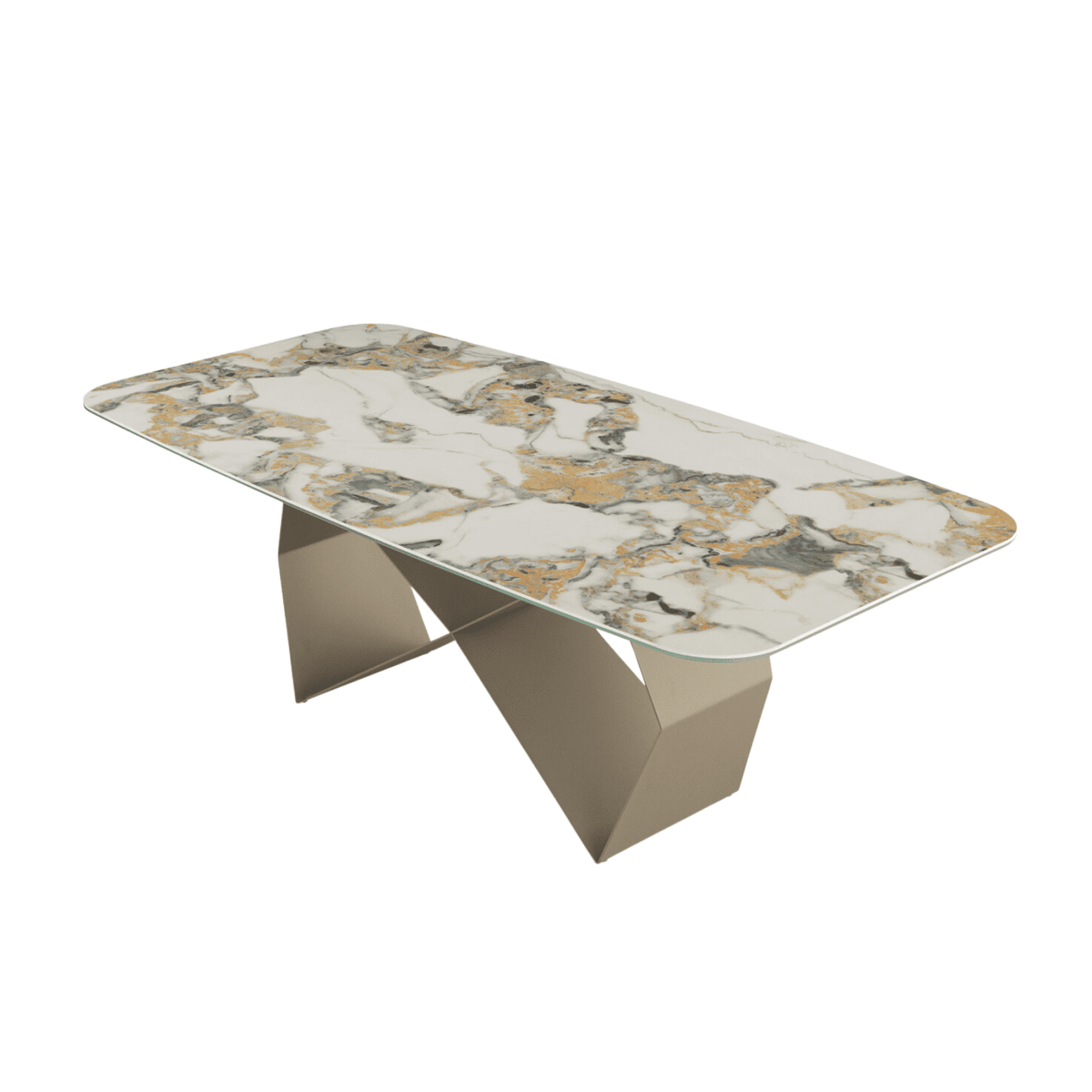 Tavolo fisso moderno "Karlito" con base in metallo verniciato cm 210x110 75h - MondoViro