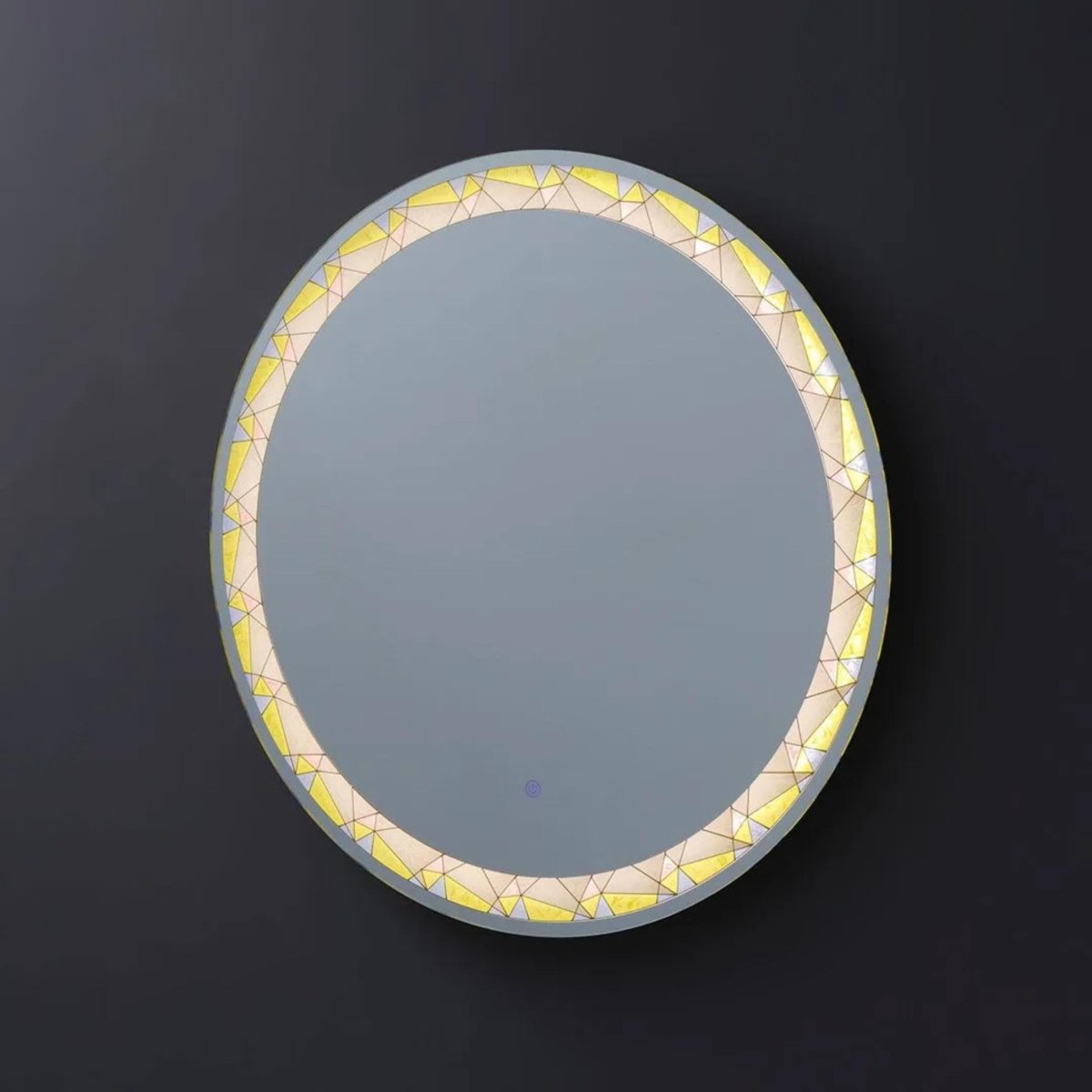 Specchio a led da parete "Mosaic" touch con inserti satinati e colorati - MondoViro