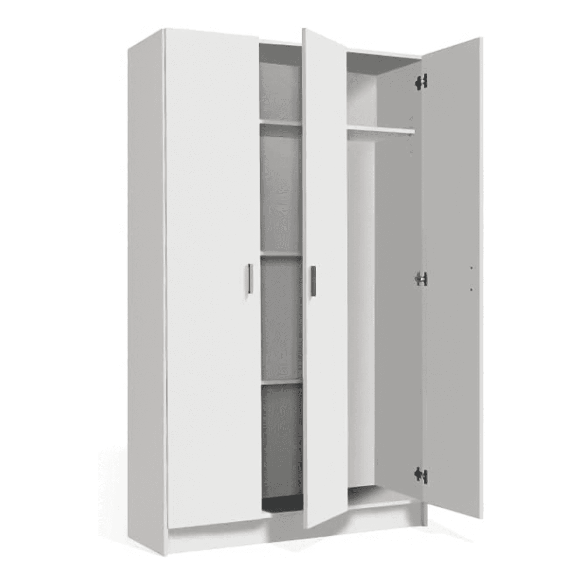 Armadio multiuso bianco in legno con ripiani e vano portascope h 180 cm - MondoViro
