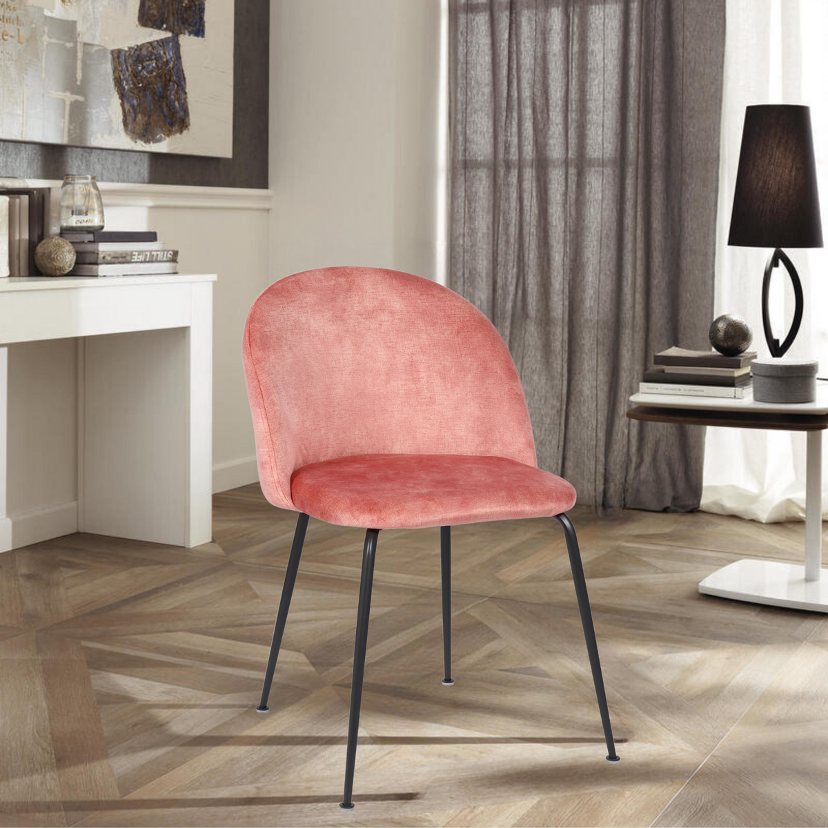 Set di sedie imbottite in velluto "Lumina" con gambe in metallo cm 45x55 79h