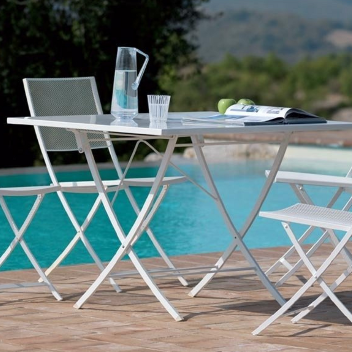 Tavolo rettangolare pieghevole "Vegas" in metallo zincato per giardino h 75 cm