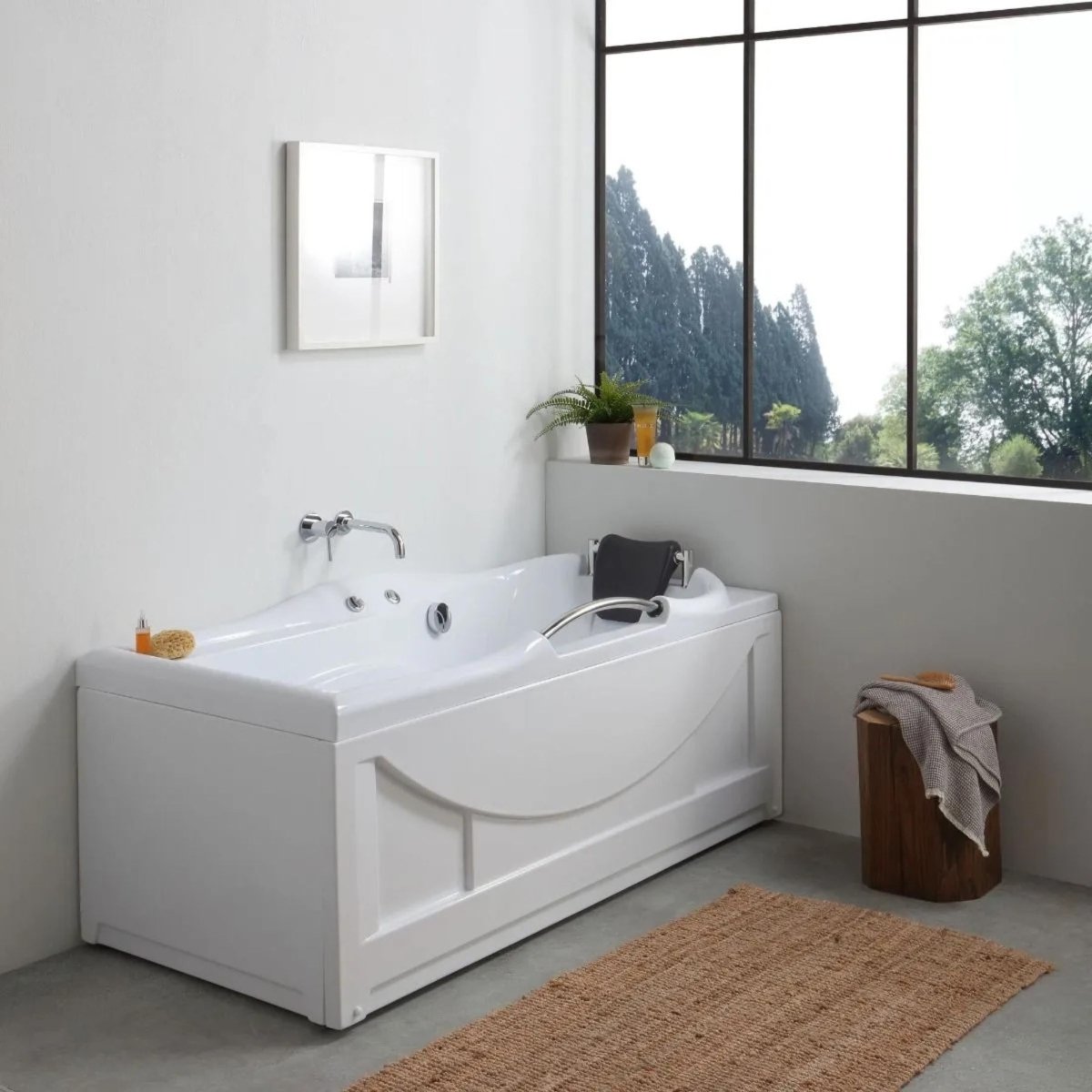 Vasca da bagno angolare con idromassaggio "Doris" in acrilico bianco cm 170x78 65h - MondoViro