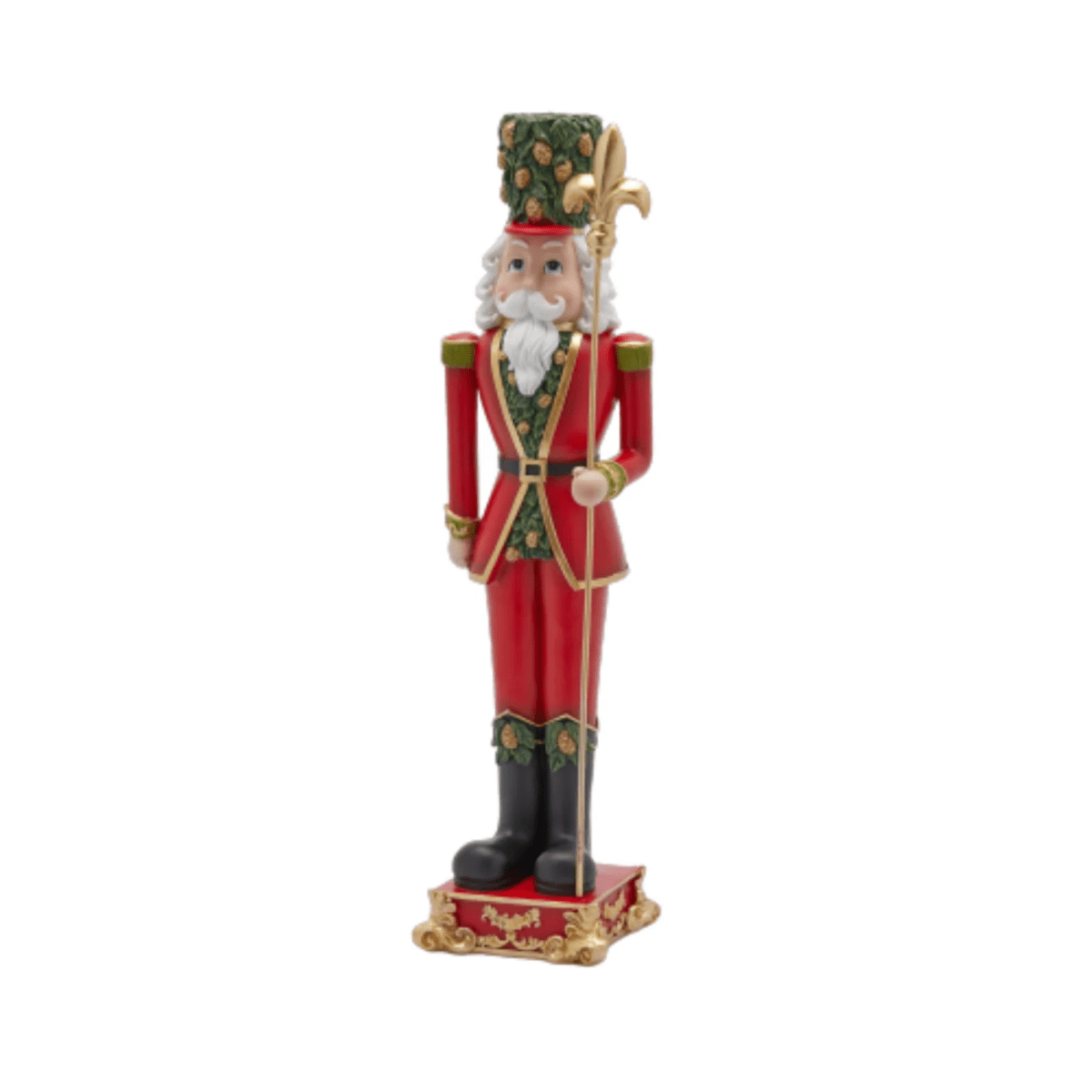 Soldatino natalizio rosso e verde in resina con alabarda decorativa in mano cm 51,5h - MondoViro
