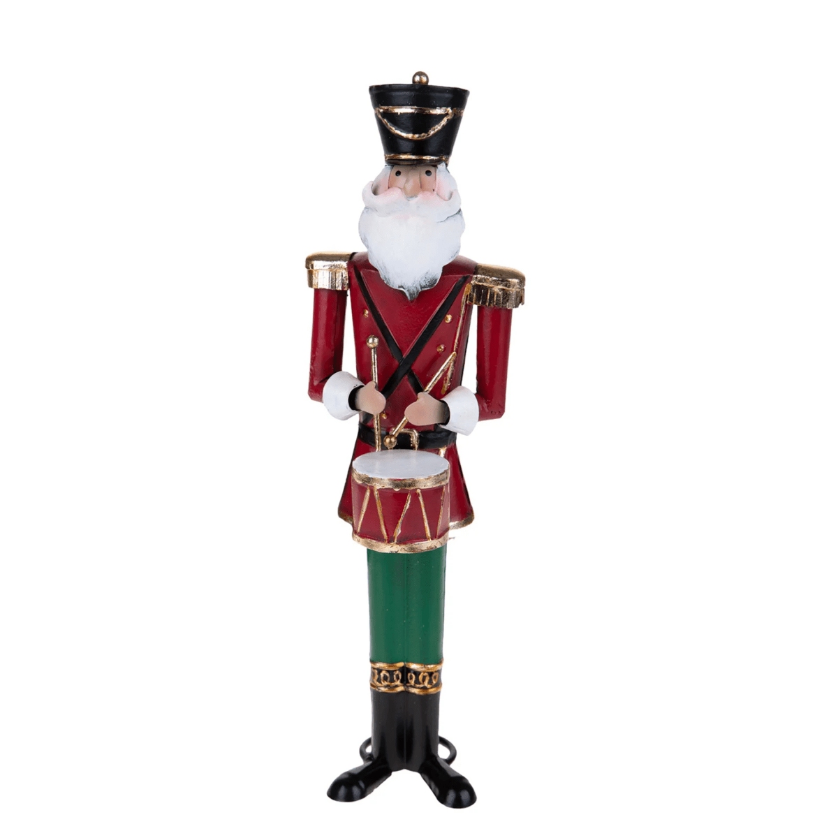 Soldatino schiaccianoci natalizio rosso e verde con tamburo cm 10x35h - MondoViro