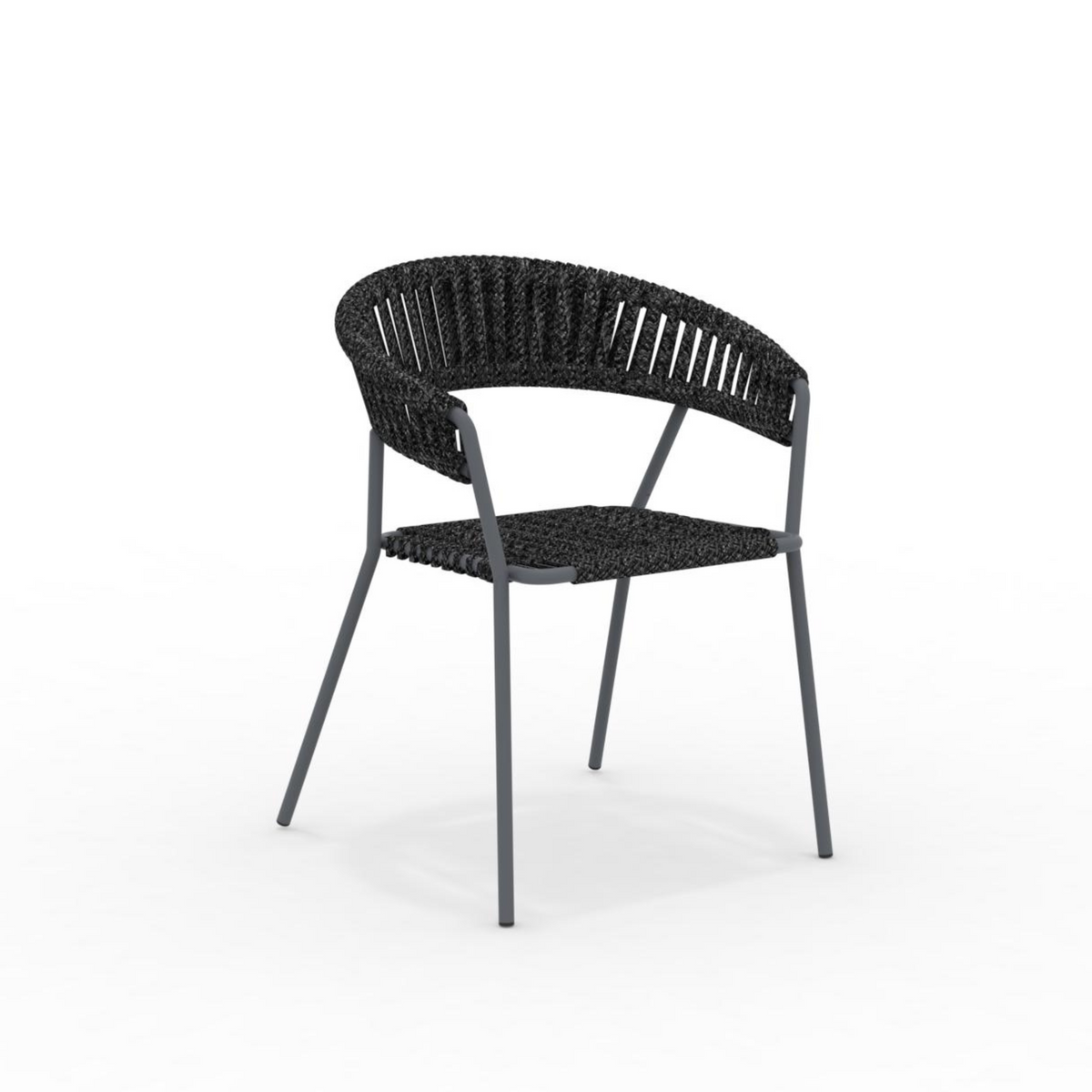 Set di sedie da giardino con schienale e seduta in corda "Key West" impilabile cm 62x53,5 80h