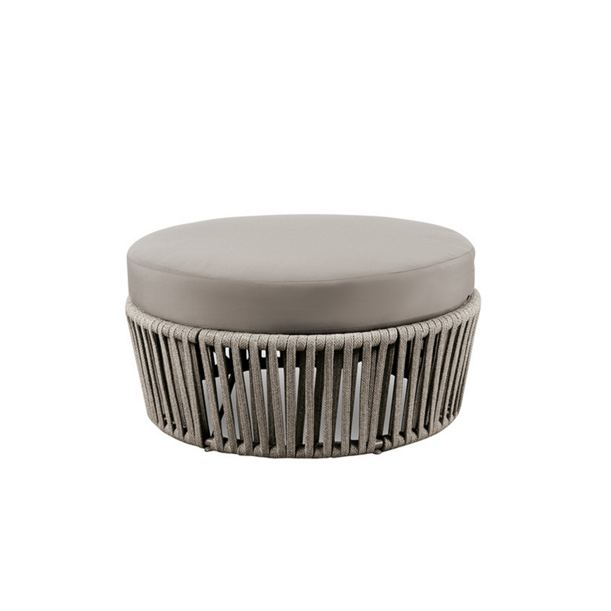 Pouf tavolino in corda e acciaio inox "Daisy Rope" tavolo basso da giardino cm 90x90 45h