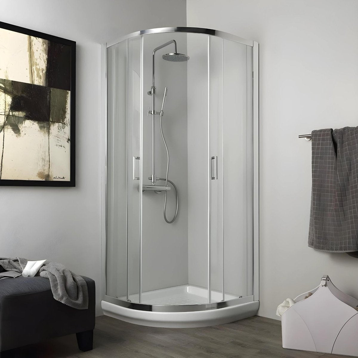 Box doccia stondato semicircolare "Lima" in vetro temperato trasparente cm 80x80 185h - MondoViro