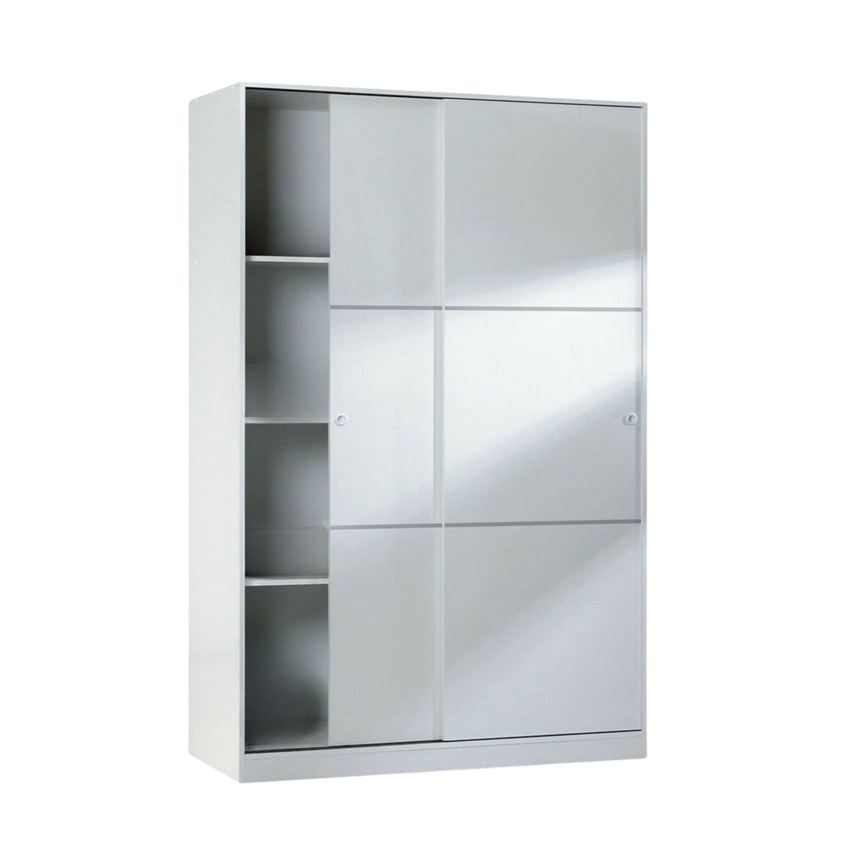 Armadio in legno bianco "Home" con 2 ante scorrevoli e 3 ripiani cm 120x50 200 h