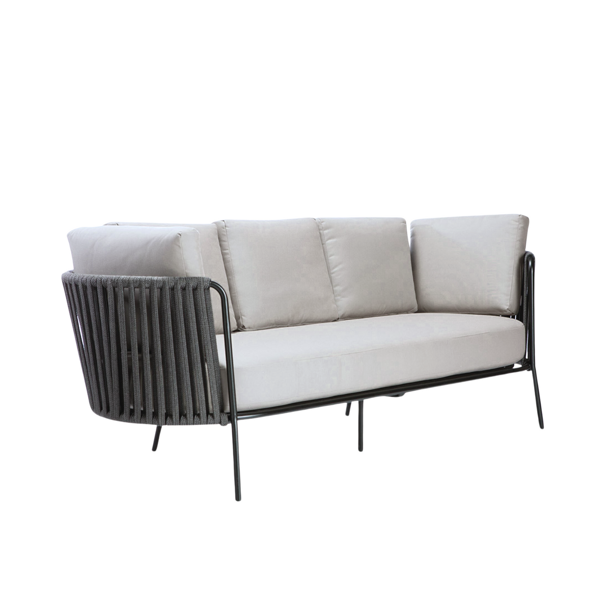 Divano 3 posti in corda e acciaio inox "Daisy Rope" sofà lounge da giardino cm 220x80 71h