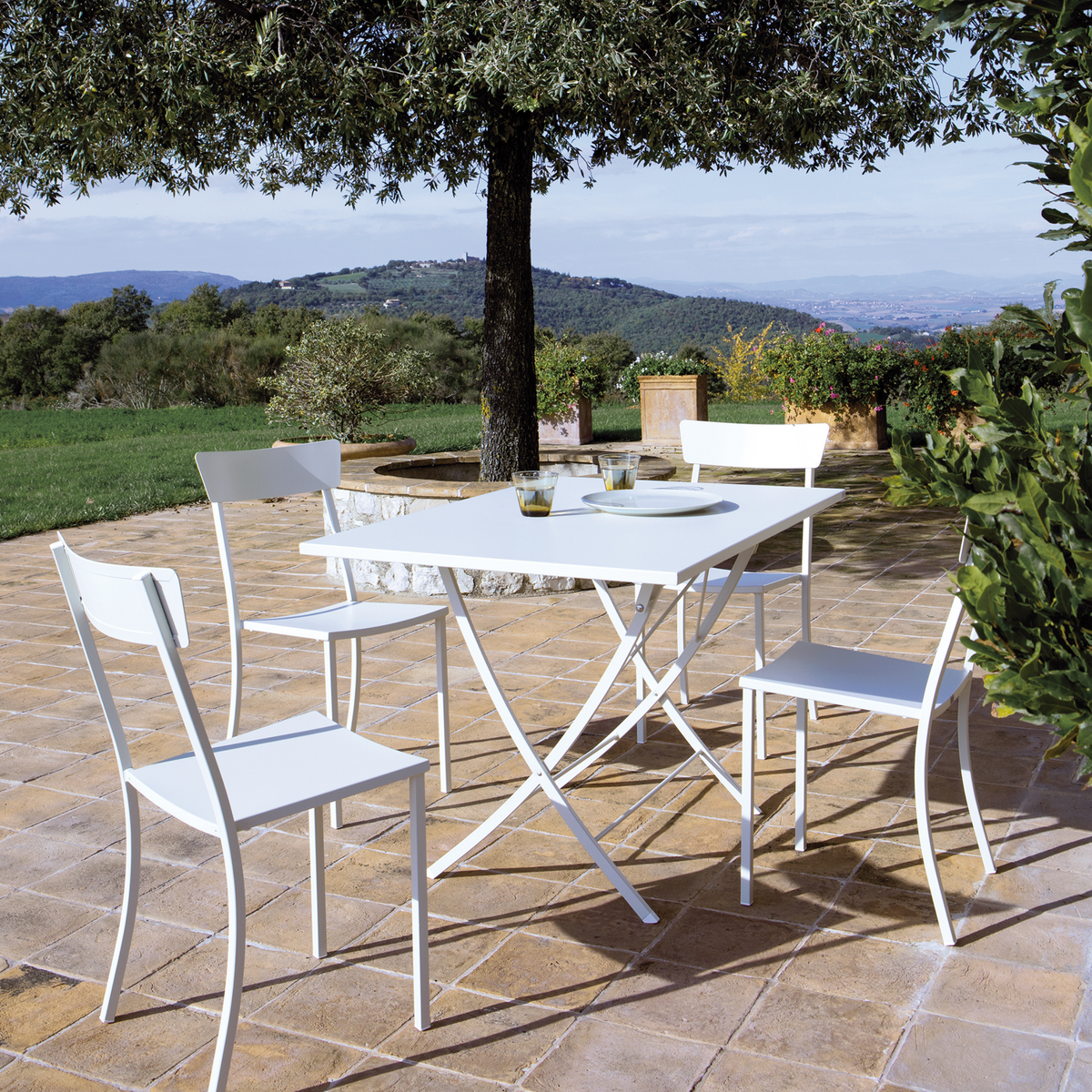 Tavolo rettangolare pieghevole "Vegas" in metallo zincato per giardino h 75 cm