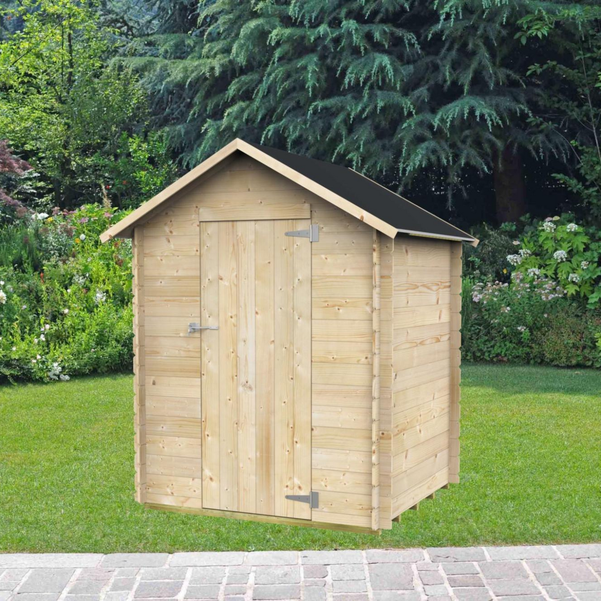 Casetta in legno da giardino "Marcella" porta singola a battente cieca cm 146x130 185h