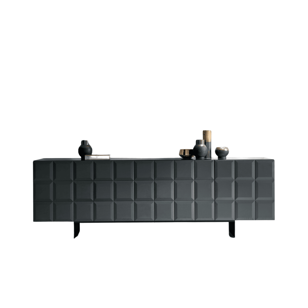 Madia antracite "Mirò1" con ante in MDF laccato e scocca in nobilitato e base in metallo verniciato nero - MondoViro