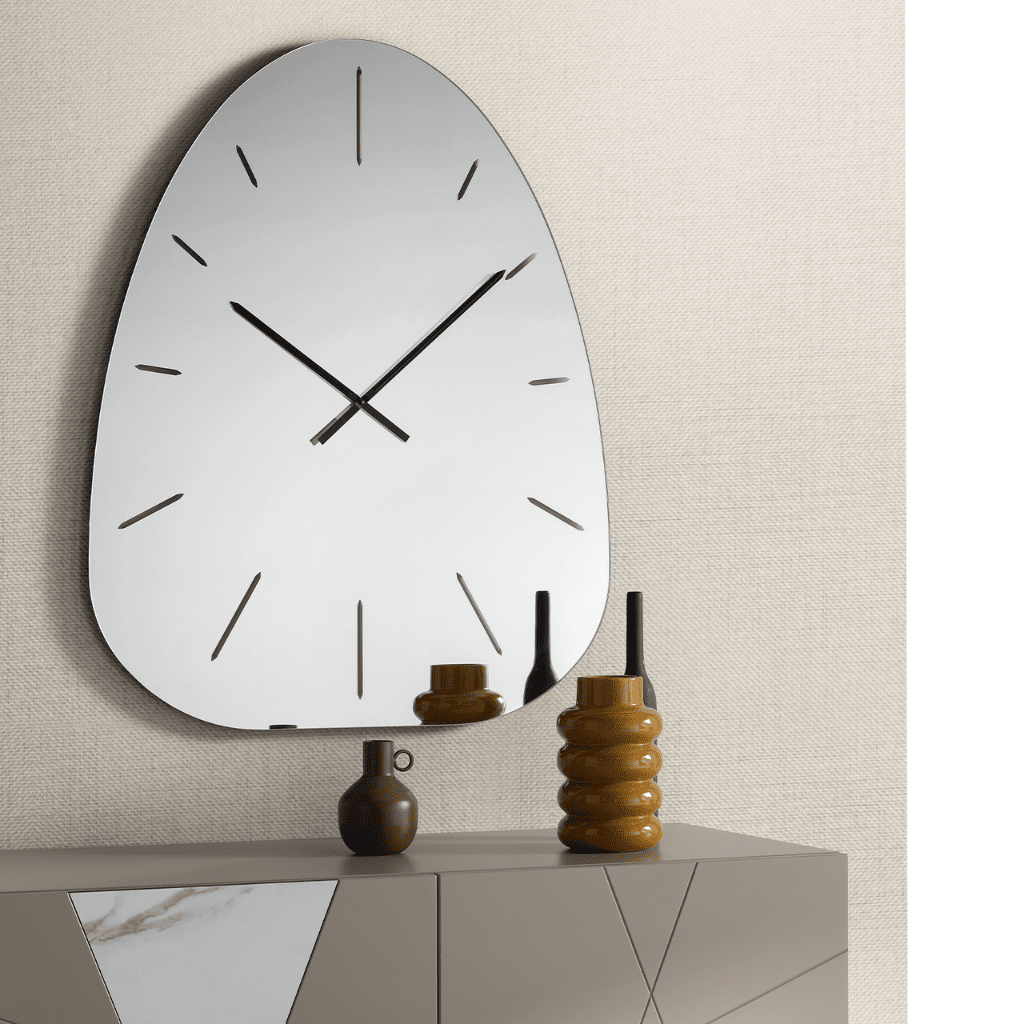 Orologio da parete "Reflexa" in vetro specchiato con numeri incisi a laser cm 80x100h - MondoViro