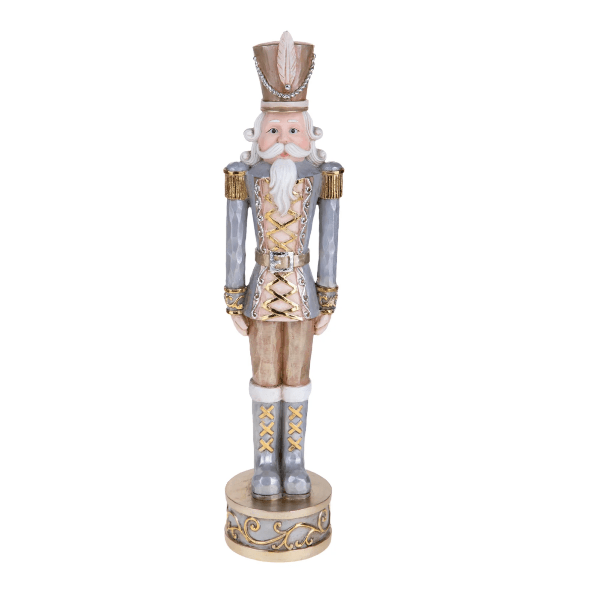 Statuetta soldato schiaccianoci con cappello decorazione natalizia elegante in resina cm 38h - MondoViro