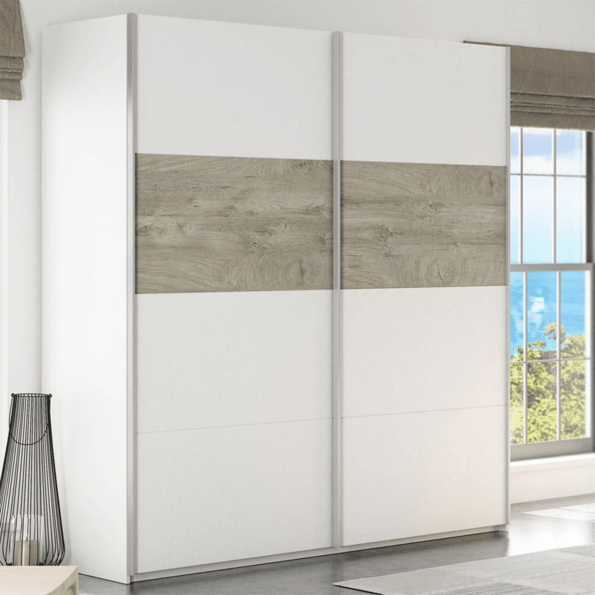 Armadio guardaroba a 2 ante scorrevoli "Kos" in legno cm 180x60 200h - MondoViro