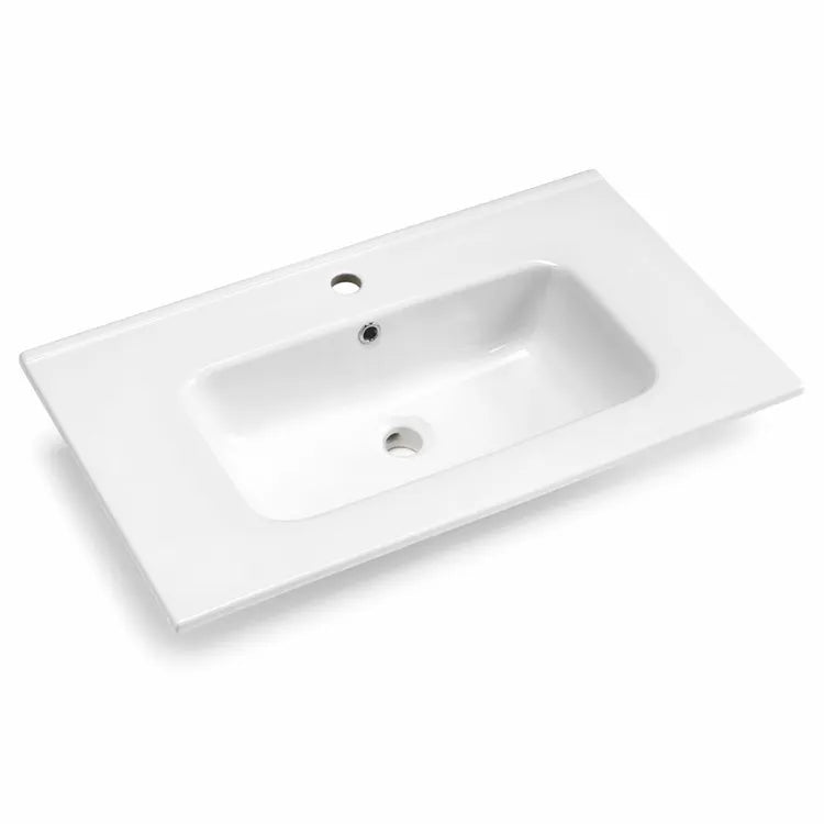 Mobile bagno sospeso "Jade80" in legno larice bianco con 2 cassetti e lavabo - MondoViro