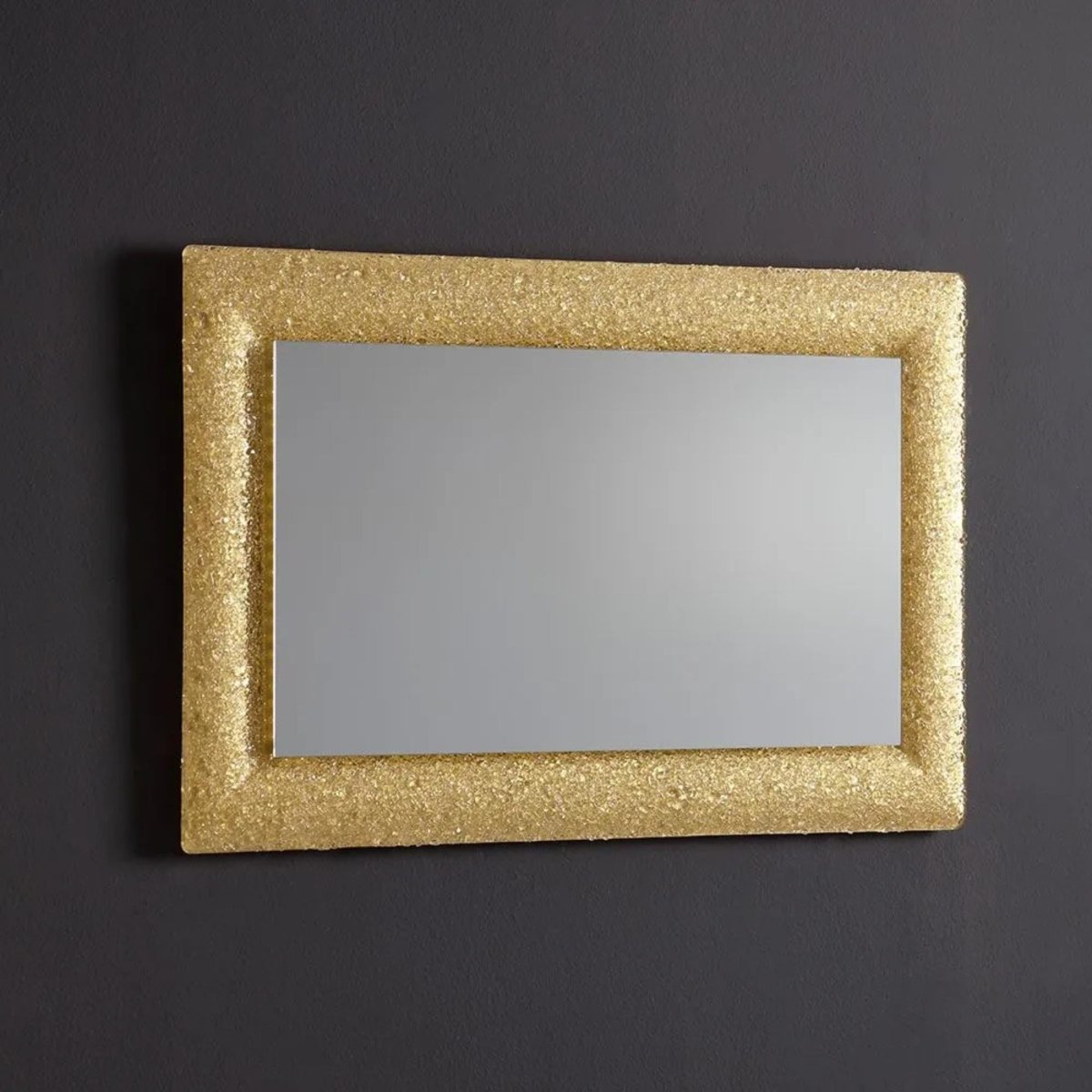 Specchio a led rettangolare "Serranova2" con cornice in graniglia di vetro cm 90x62 - MondoViro