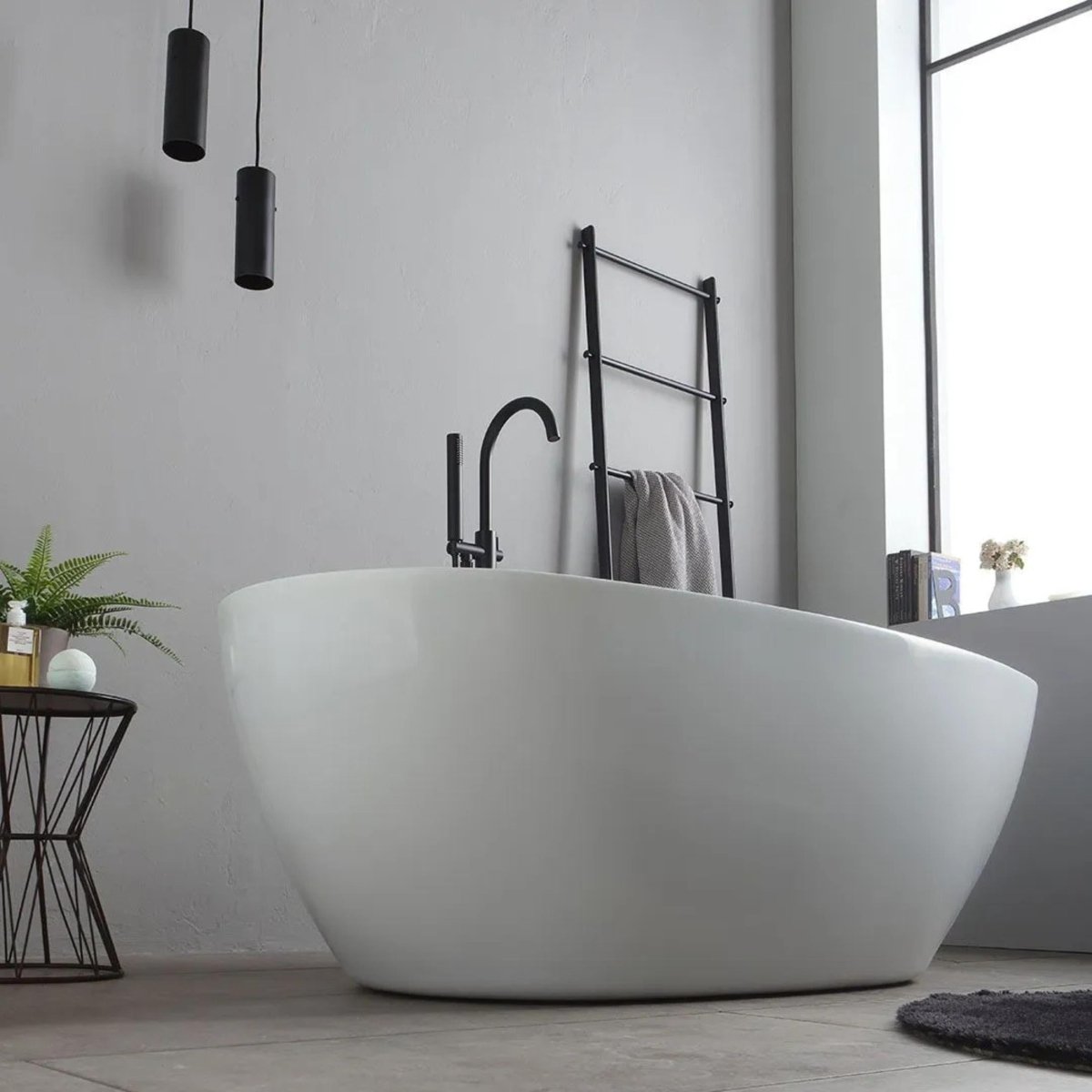 Vasca da bagno a centro stanza "Arianna" in acrilico bianco cm 170x80 55h - MondoViro