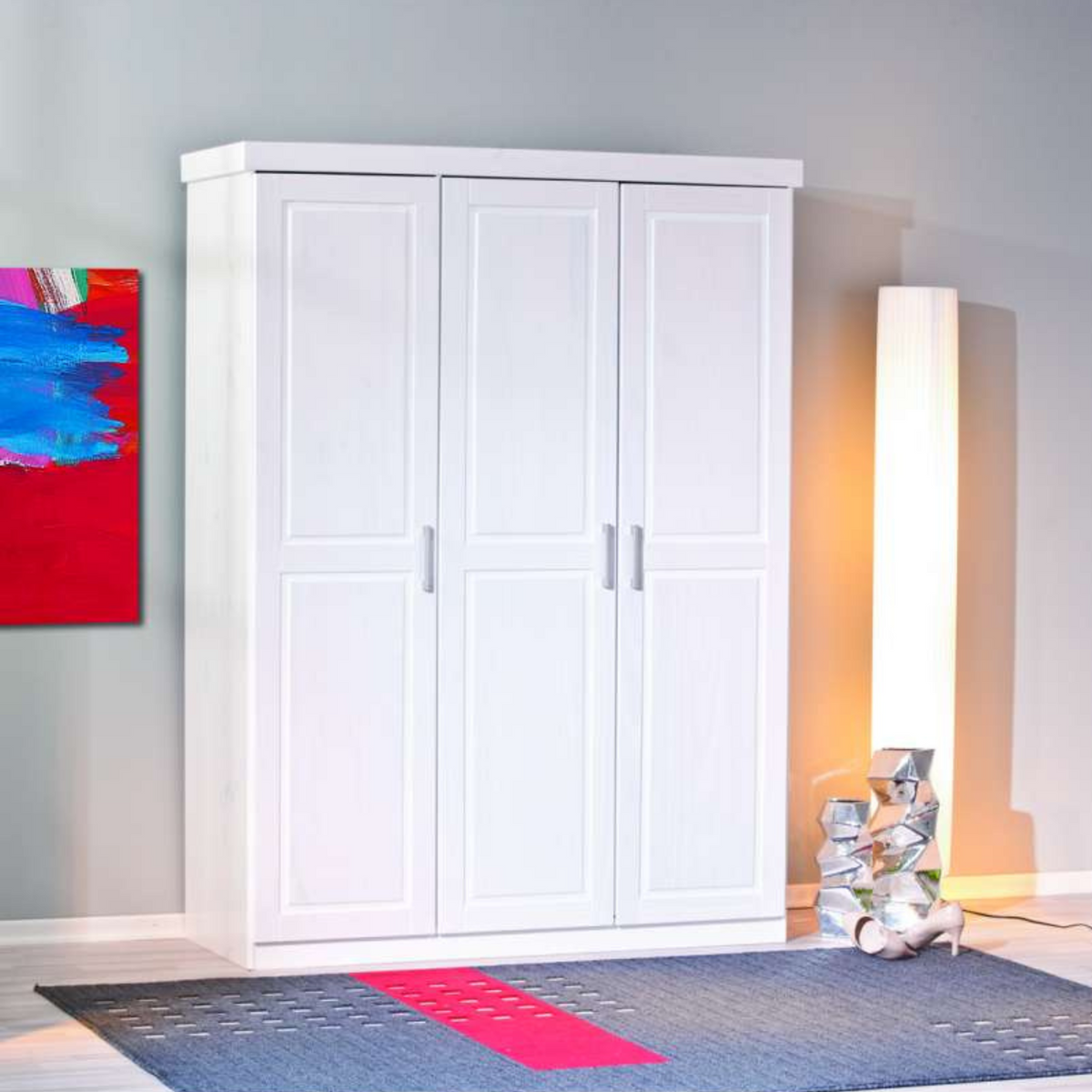 Armadio 3 ante in legno "Bama" appendiabiti per camere da letto cm 140x55 190h