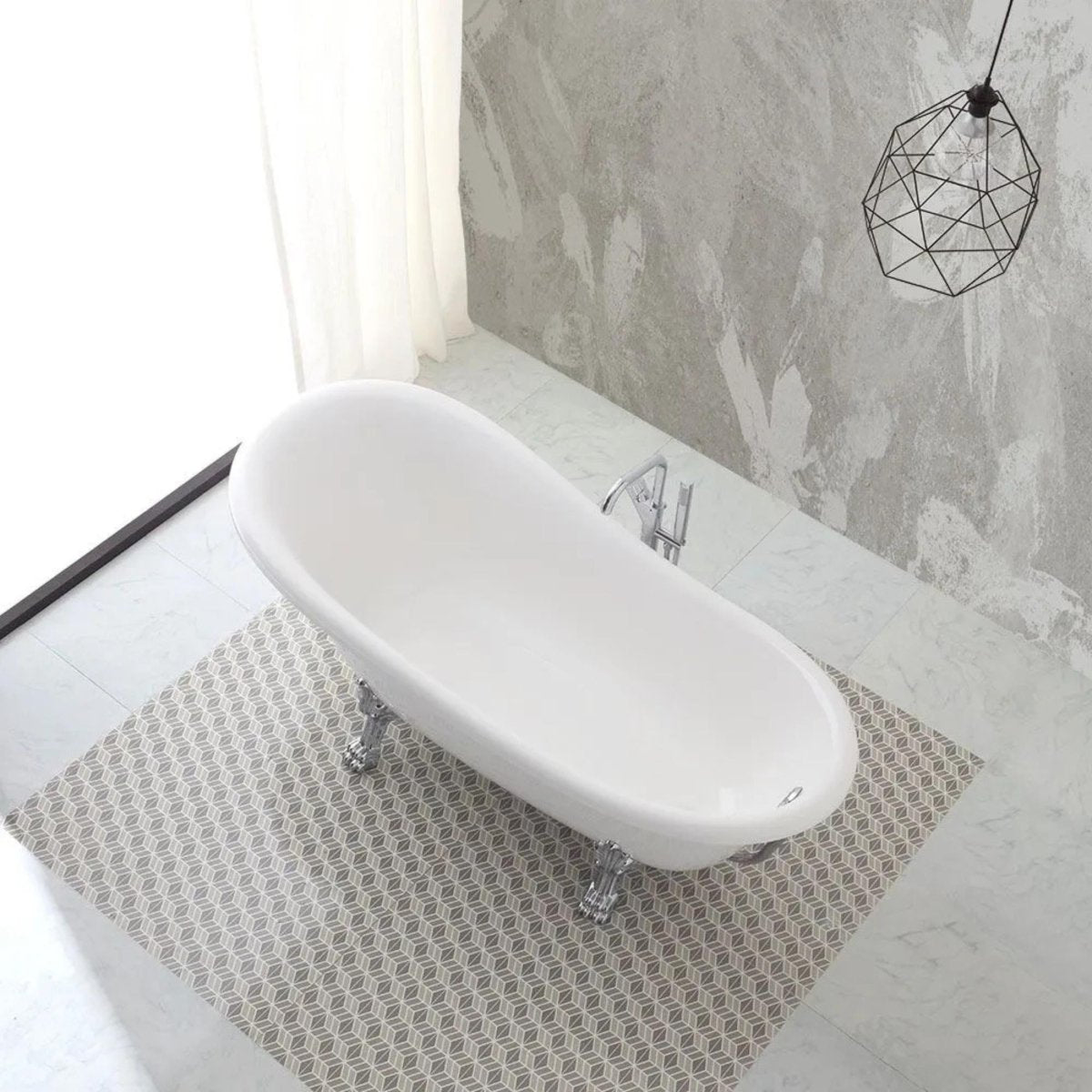Vasca da bagno classica freestanding "Romanza" in marmo ricomposto cm 168x76 55h - MondoViro
