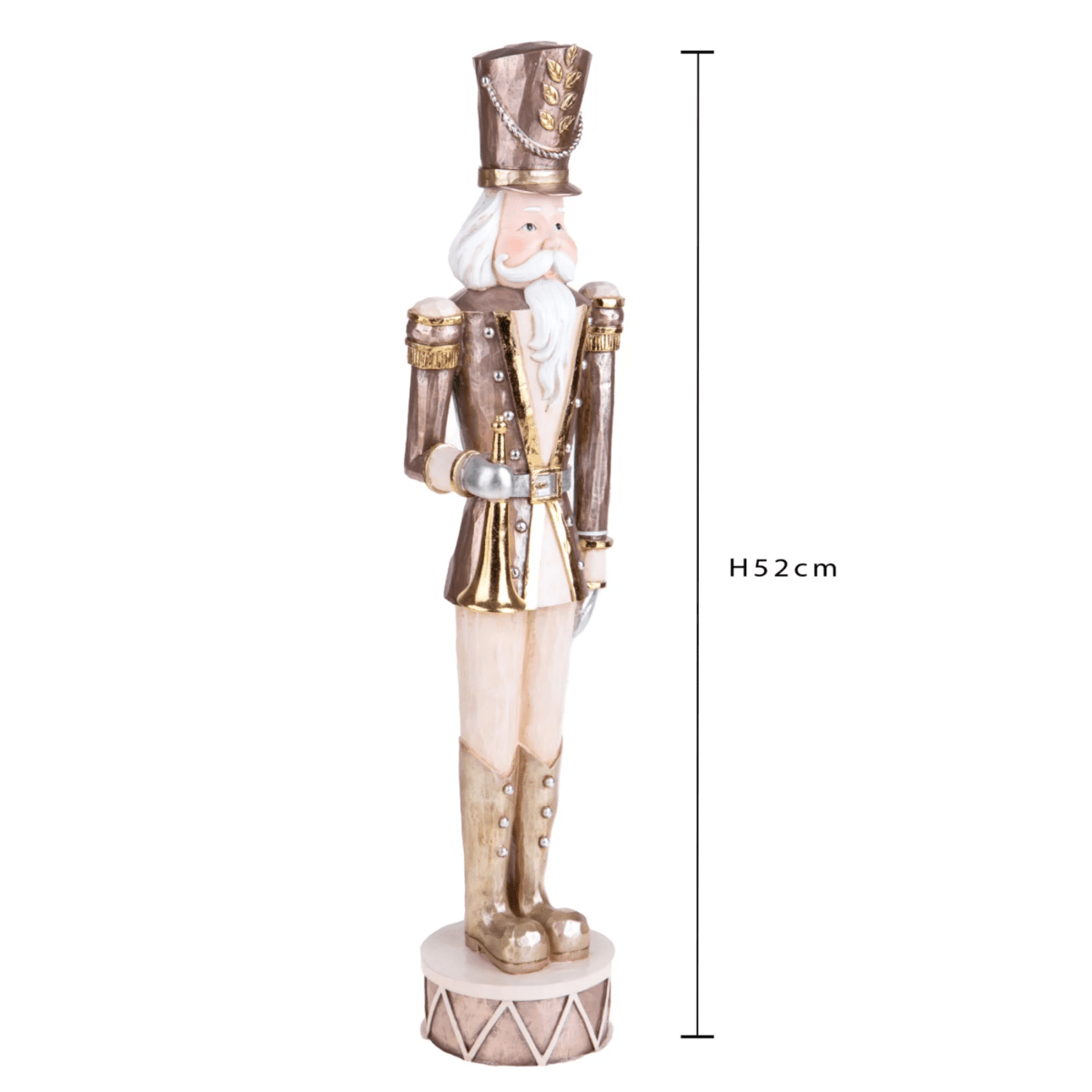 Statuetta soldato schiaccianoci con trombetta, decorazione natalizia elegante cm 52h - MondoViro