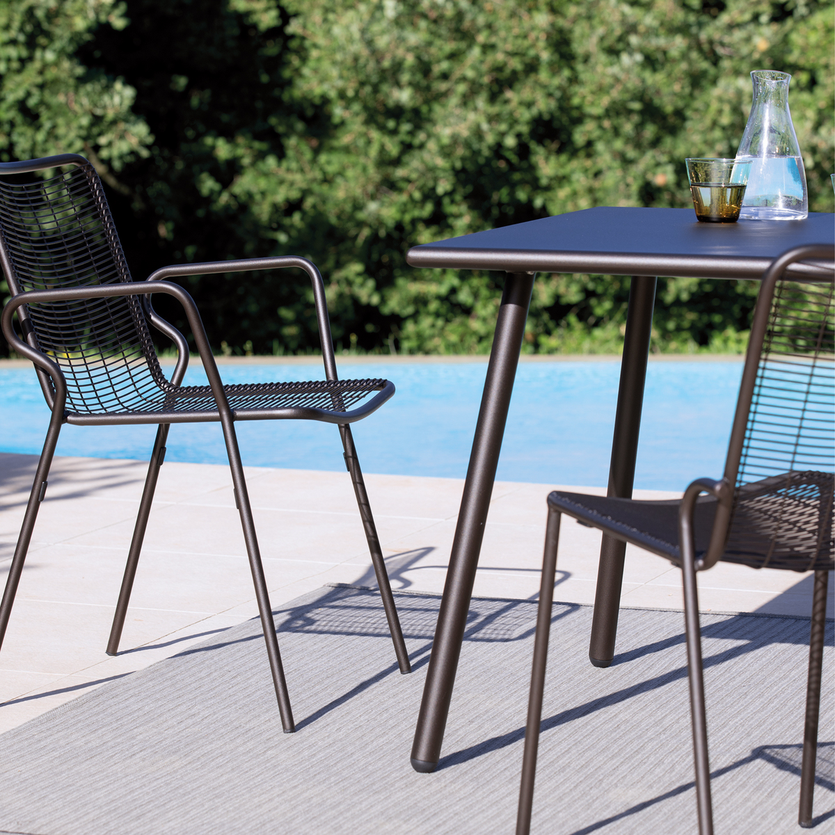 Tavolo fisso quadrato "Roma12" in metallo verniciato da giardino cm 90x90 75h