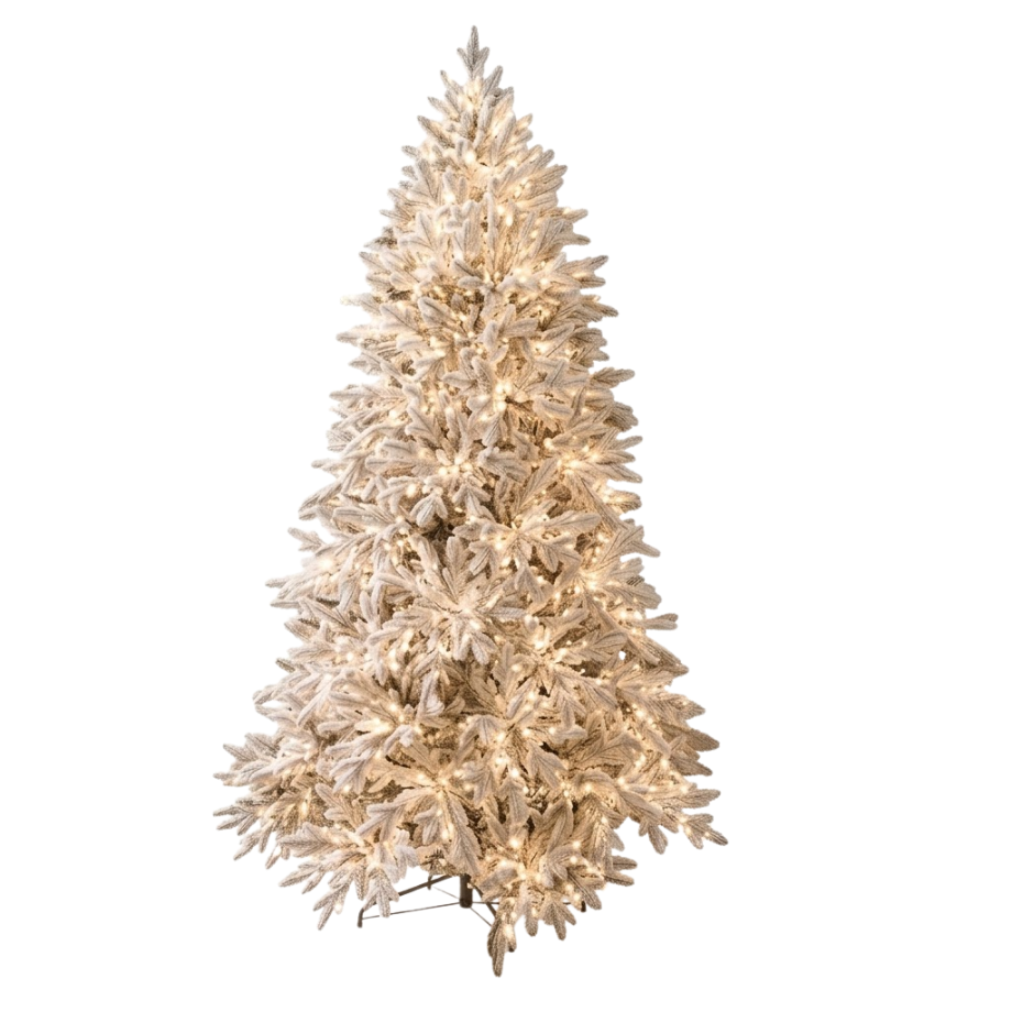 Albero di Natale innevato "Sweet dreams" con LED – PE Real Touch, PVC Premium e Flock