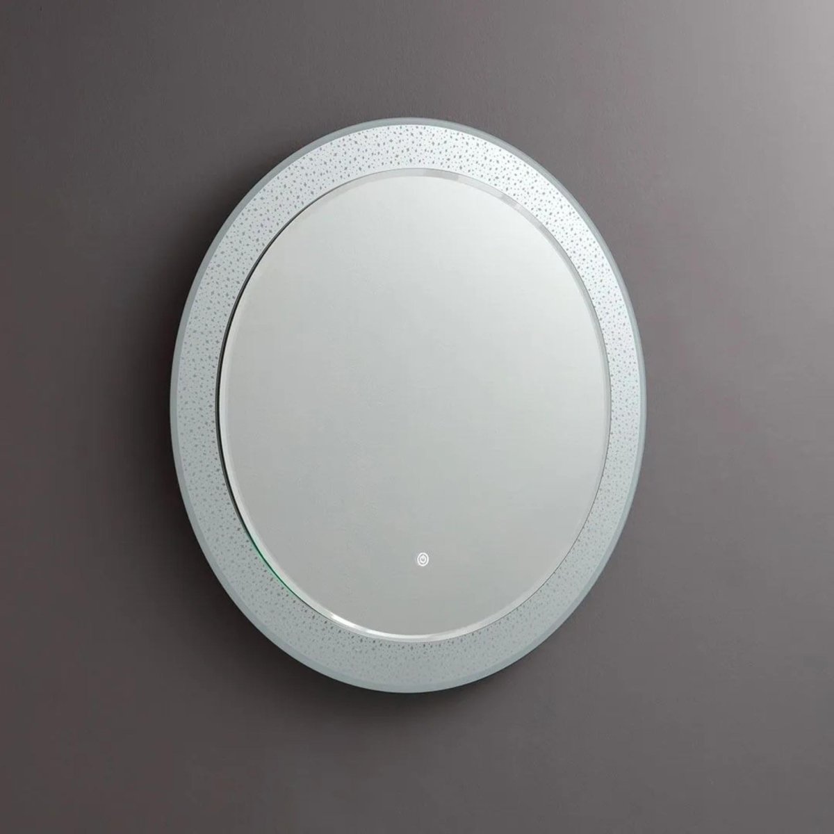 Specchio rotondo con cornice decorata a led "Riflessi" in alluminio cm 80x80 - MondoViro
