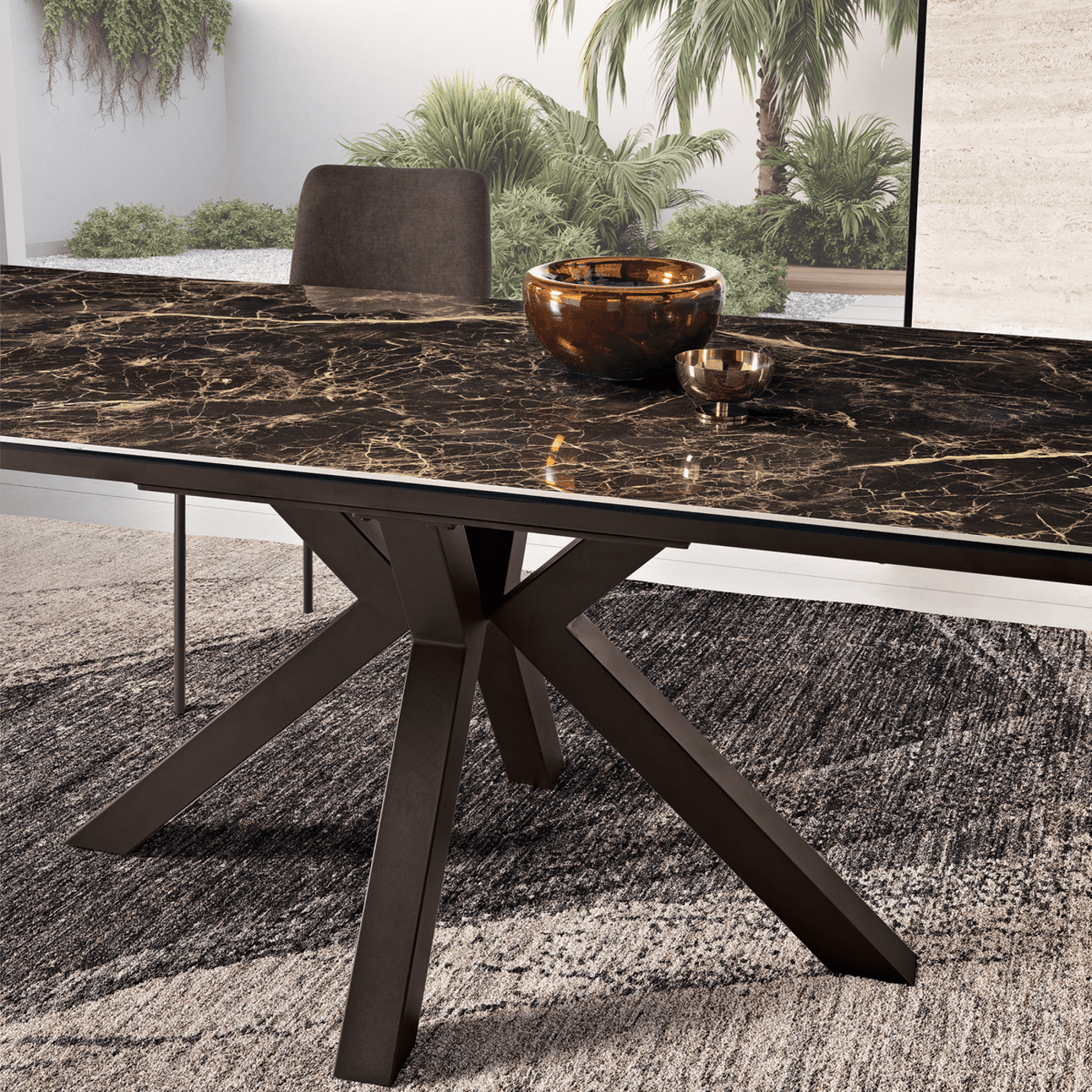 Tavolo moderno allungabile "Artik" con base in metallo fino a 10 posti - MondoViro