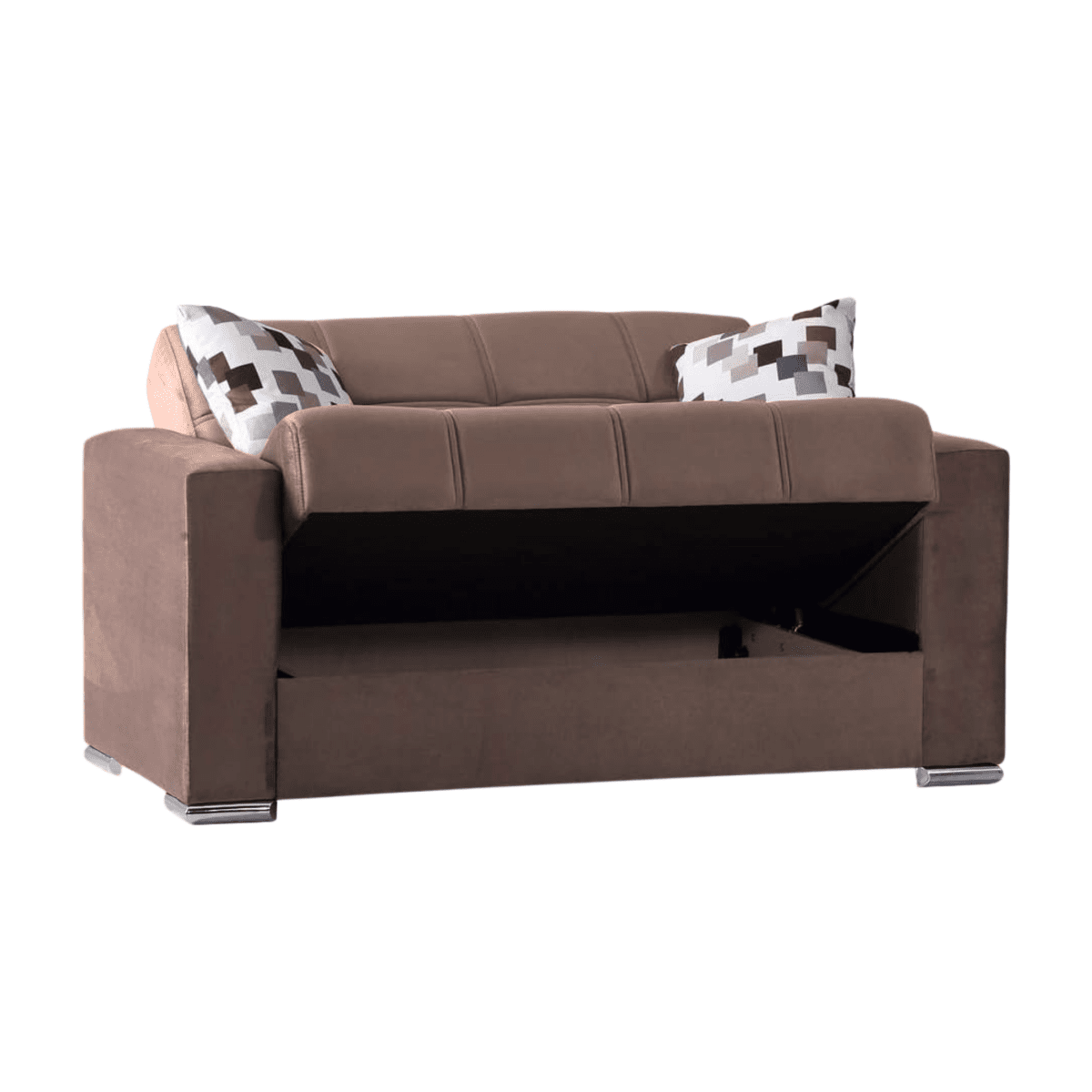Divano 2 posti contenitore "Alba" in tessuto con piedi cromati cm 158x85 92h - MondoViro