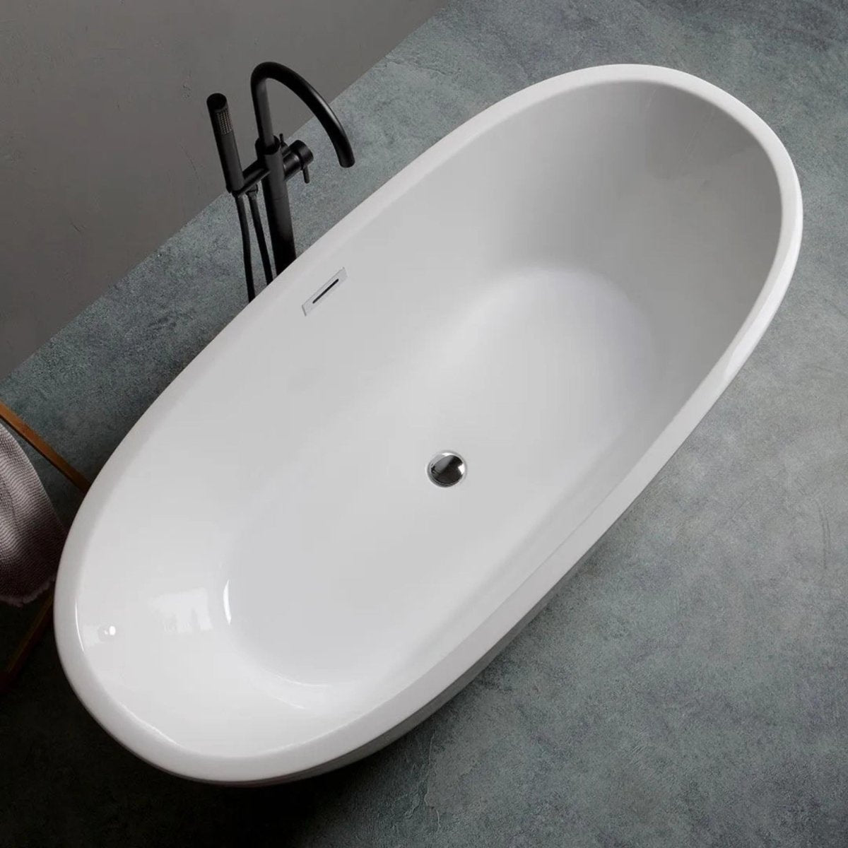 Vasca da bagno ovale a centro stanza "Clarissa" in acrilico bianco cm 165x75 59h - MondoViro