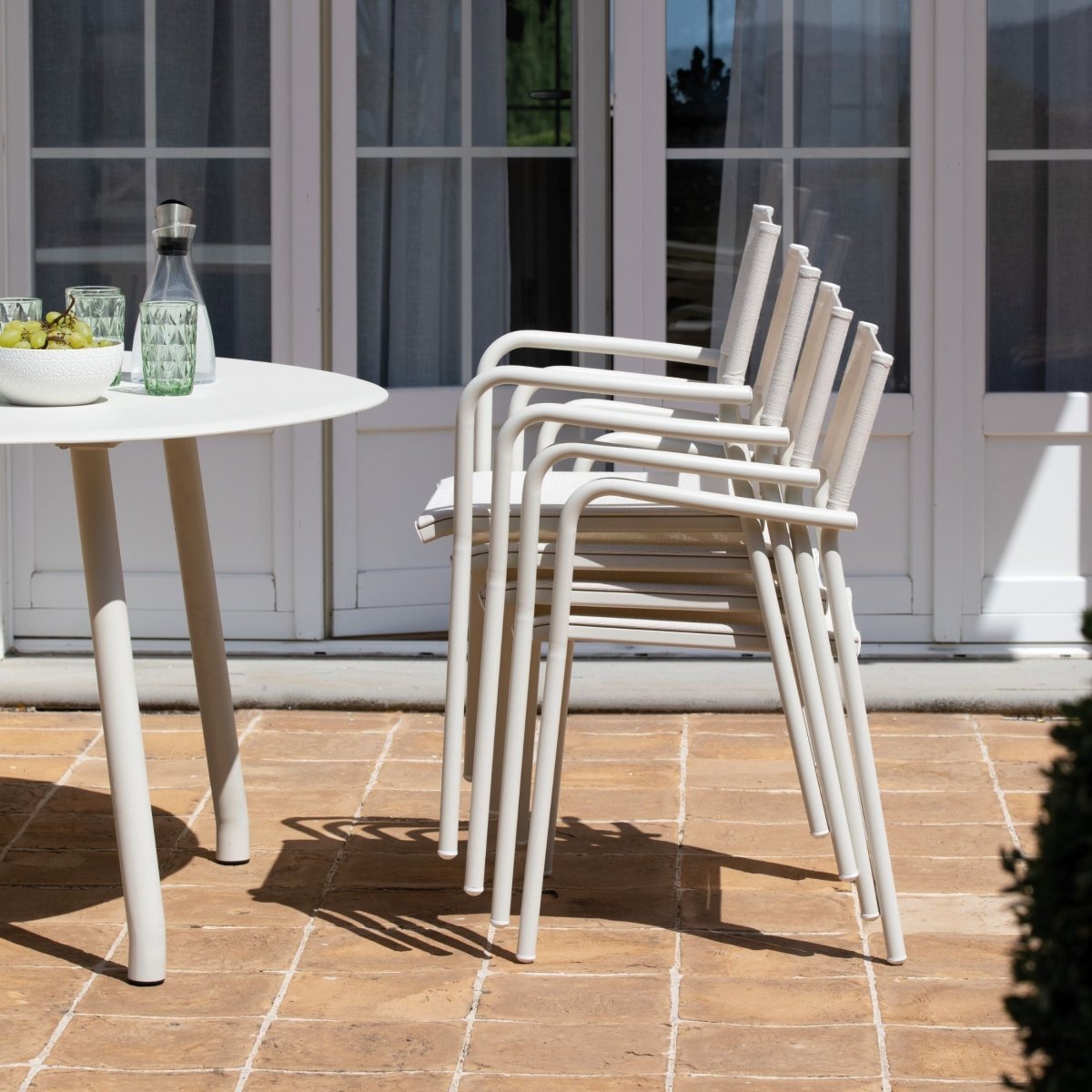 Set di sedie con seduta e schienale in telo "Emma" da giardino impilabili cm 59x56 83h - MondoViro