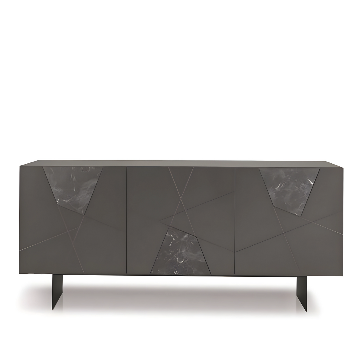 Madia moderna 3 ante "Adelaide" in legno inserti in vetro effetto marmo cm 180x50 80h