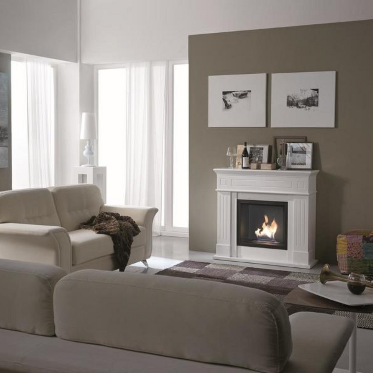 Caminetto bioetanolo "Amelia" da terra in metallo verniciato cm 102x37 110h