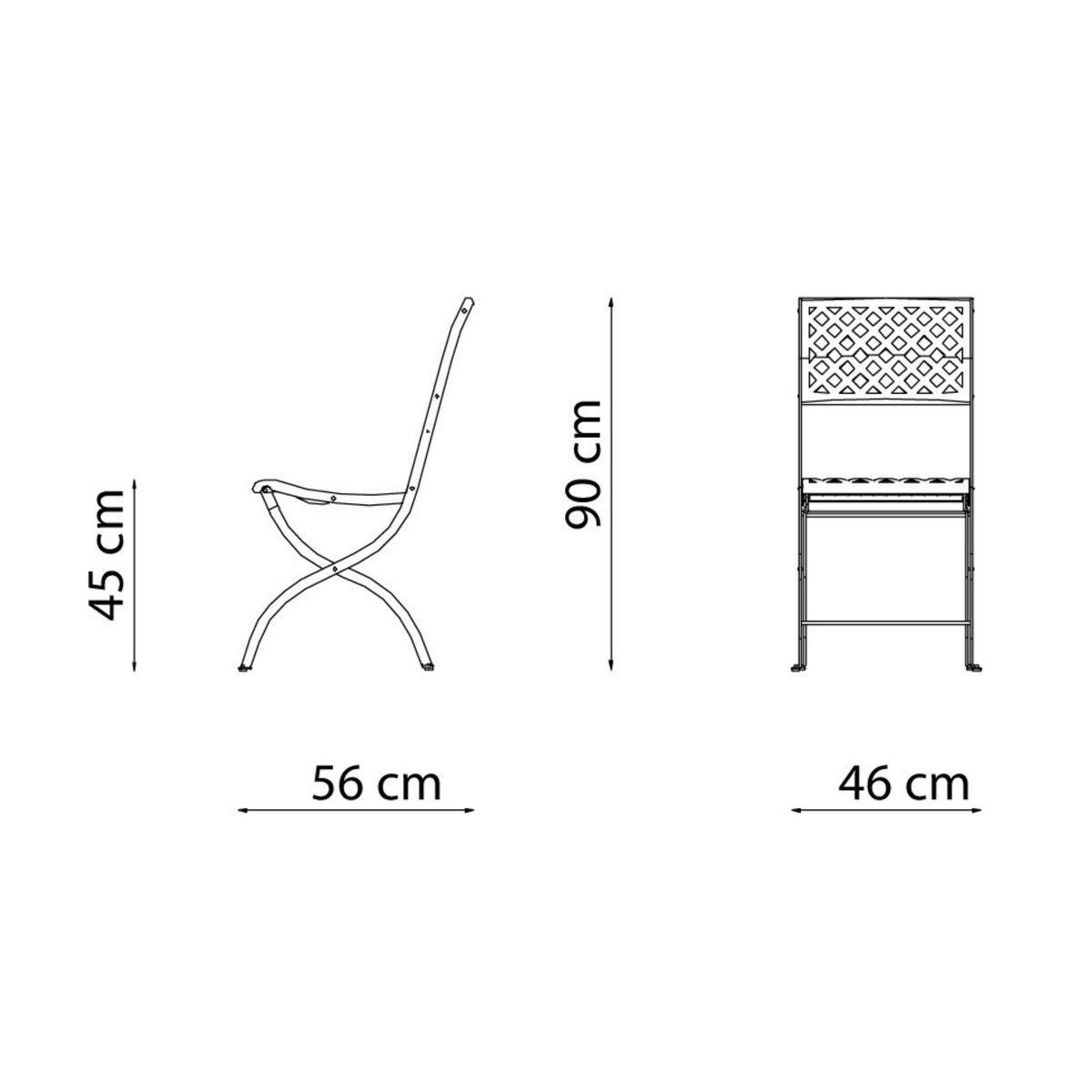 Set 4 Pz sedie pieghevoli moderne in metallo "Springtime" da giardino cm 45x56 90h