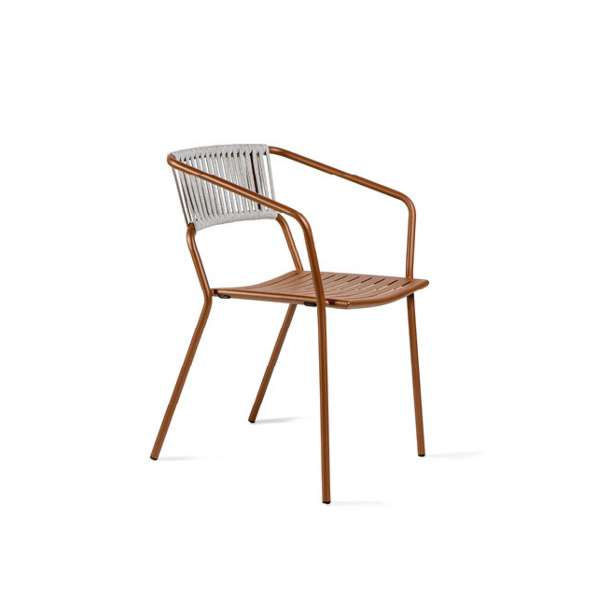 Sedie in metallo "Slot" con schienale in corda "Slot" impilabili cm 54x55 79h