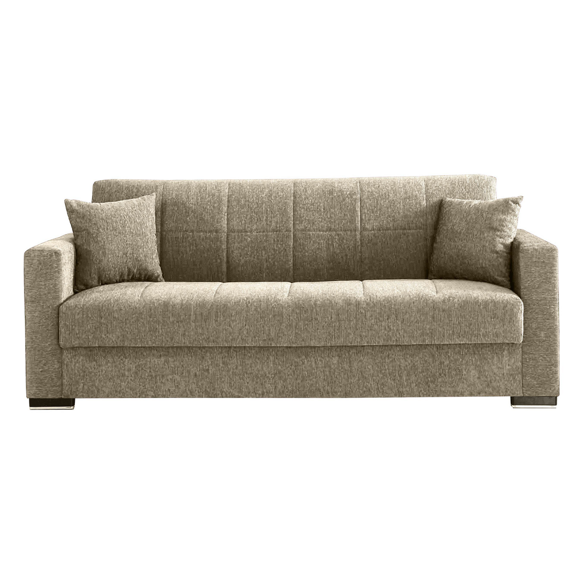 Divano letto matrimoniale moderno con contenitore "Noa" in tessuto cm 210x80 90h