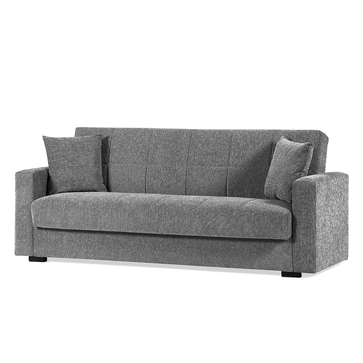 Divano letto matrimoniale moderno con contenitore "Noa" in tessuto cm 210x80 90h