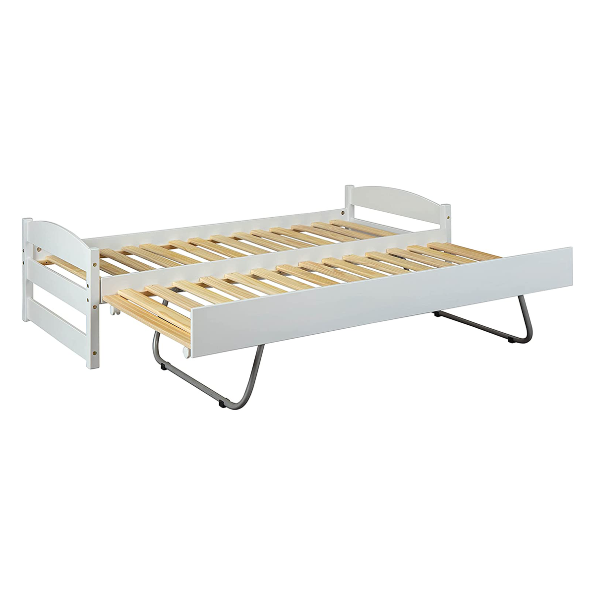 Letto doppio estraibile a scomparsa 3 funzioni in legno bianco cm 209x97 62h