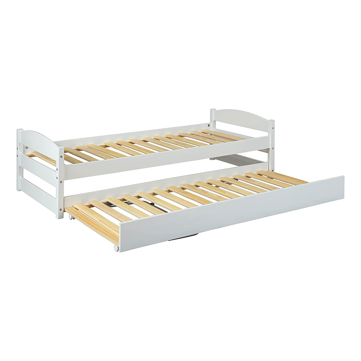 Letto doppio estraibile a scomparsa 3 funzioni in legno bianco cm 209x97 62h