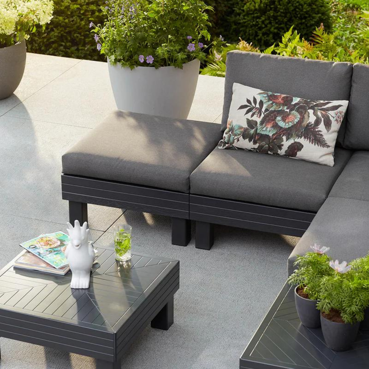 Set da giardino 5 posti "Elements" divano 2 poltrone e 1 tavolino modulare