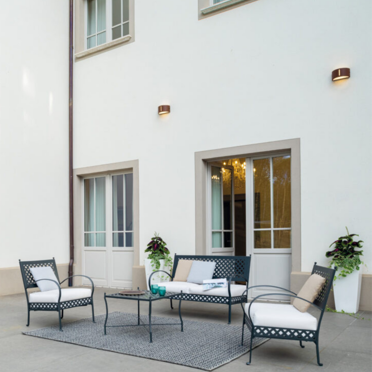 Poltrona bassa da giardino in metallo "Springtime" sedia lounge cm 64,5x75 83h