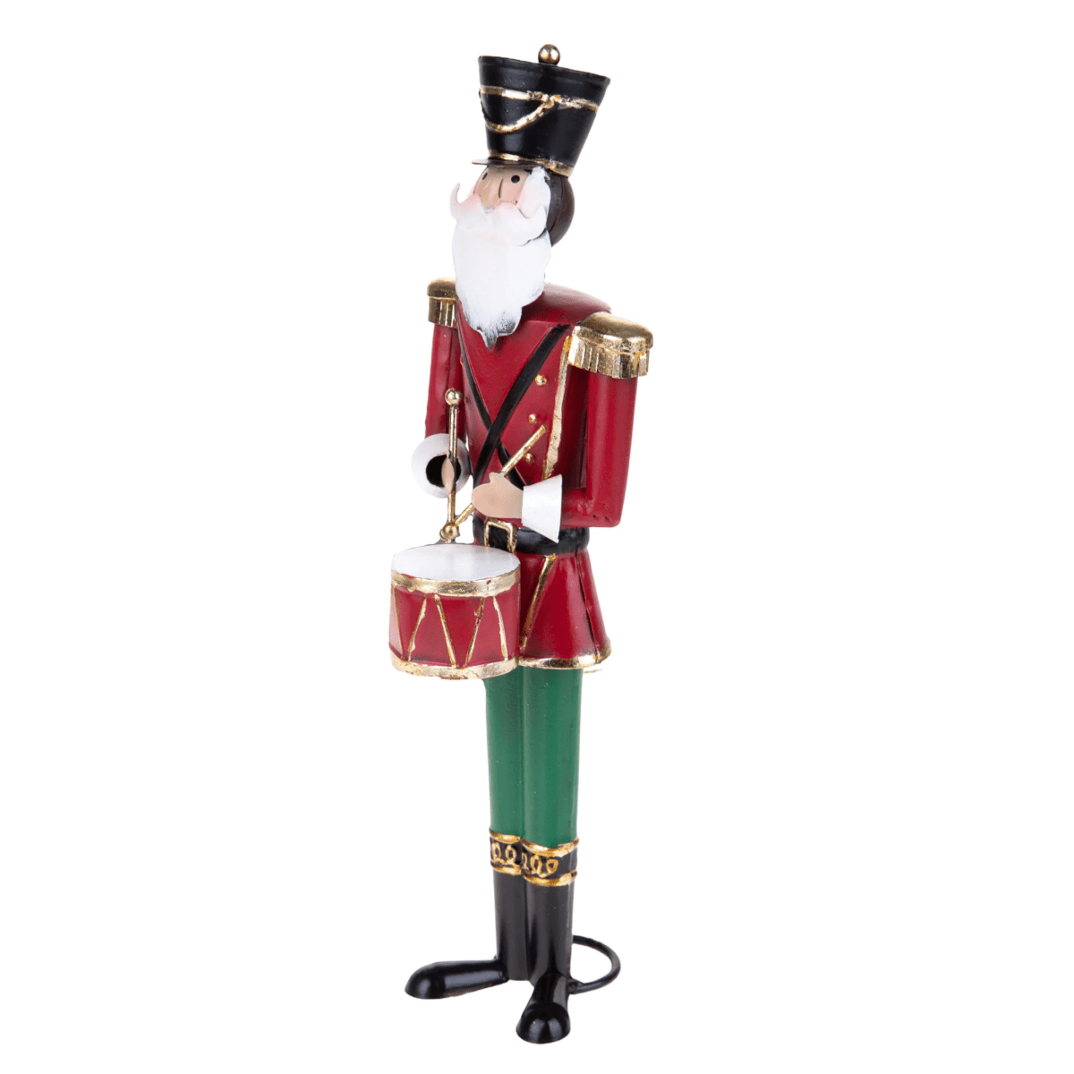 Soldatino schiaccianoci natalizio rosso e verde con tamburo cm 10x35h - MondoViro