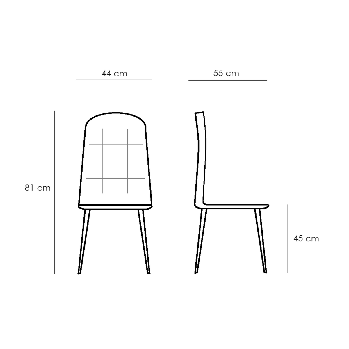 Set di sedie imbottite in tessuto "Eclisse" moderne da pranzo cm 44x55 81h