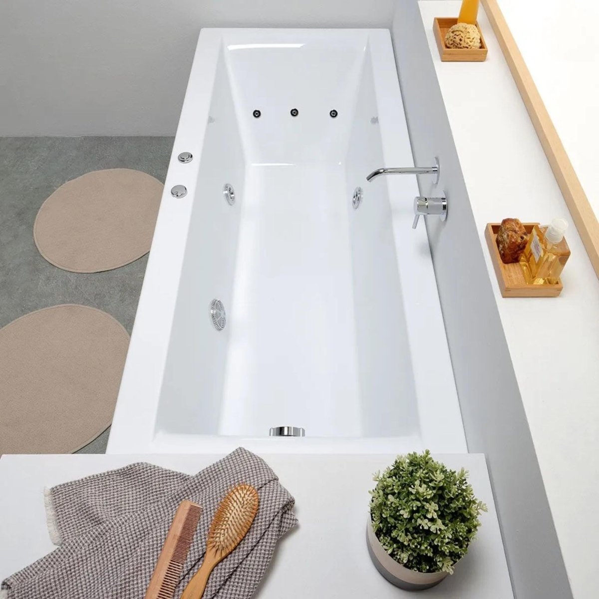 Vasca da bagno idromassaggio "Agata" incassata tra 3 muri in acrilico cm 170x75 56h - MondoViro