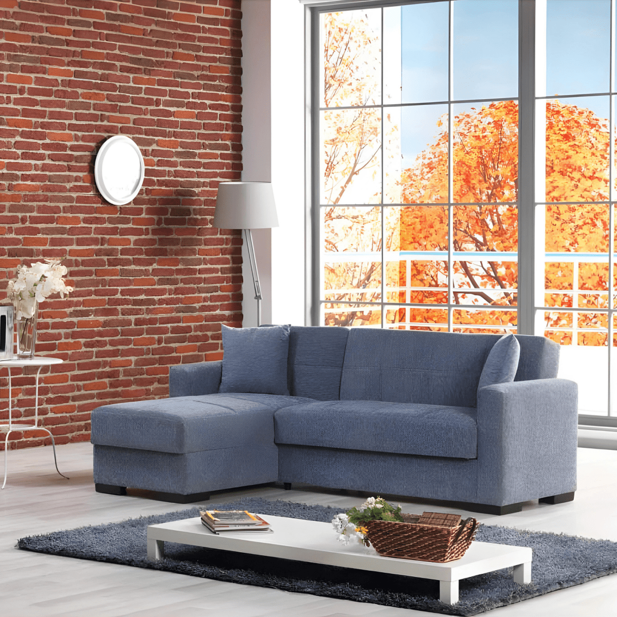 Divano prontoletto "Karida" con meridienne reversibile e vano contenitore cm 227x74/175 77h - MondoViro