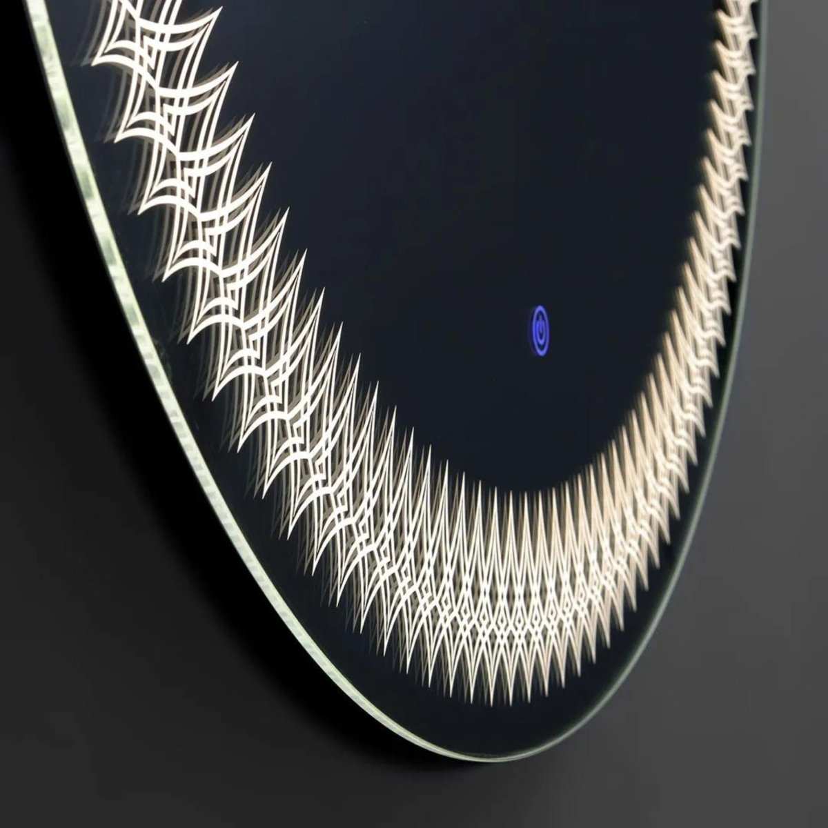 Specchio rotondo con cornice decorata a led "Illusione" in alluminio cm 80x80 - MondoViro