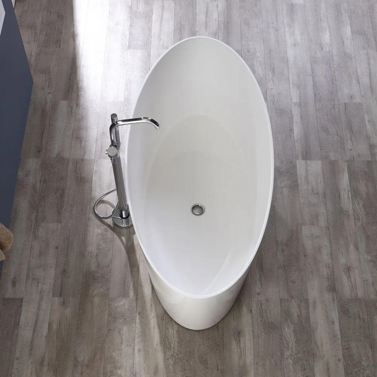 Vasca da bagno centro stanza "Verona" in marmo ricomposto bianco lucido cm 159,3x72 65h - MondoViro