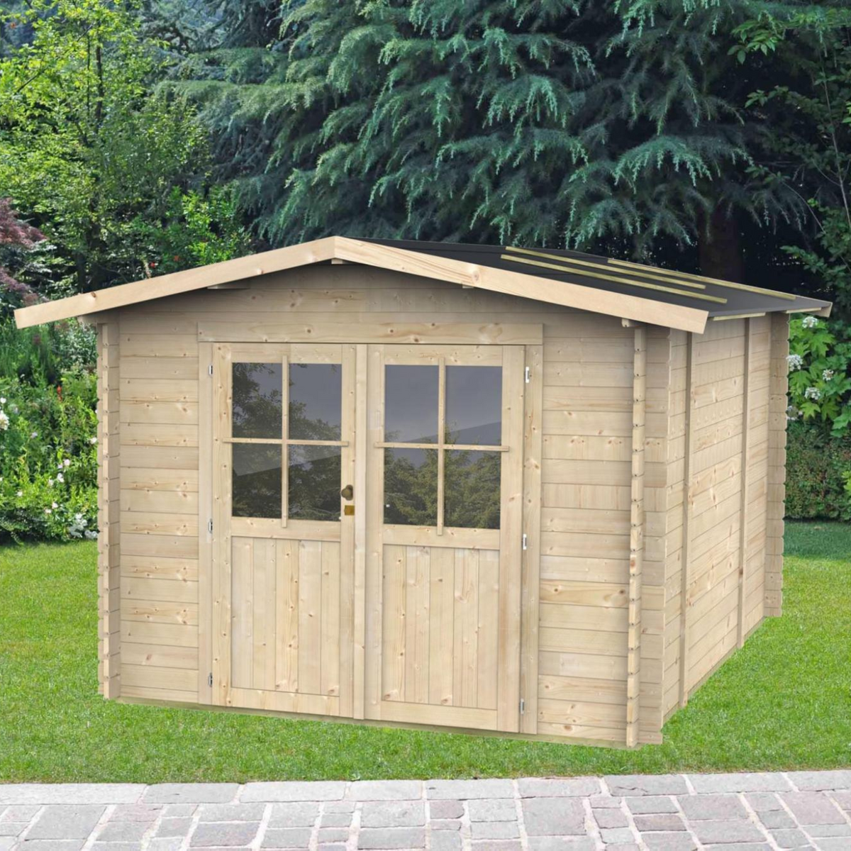 Casetta in legno da giardino "Opera" cm 250x250 207h porta doppia finestrata