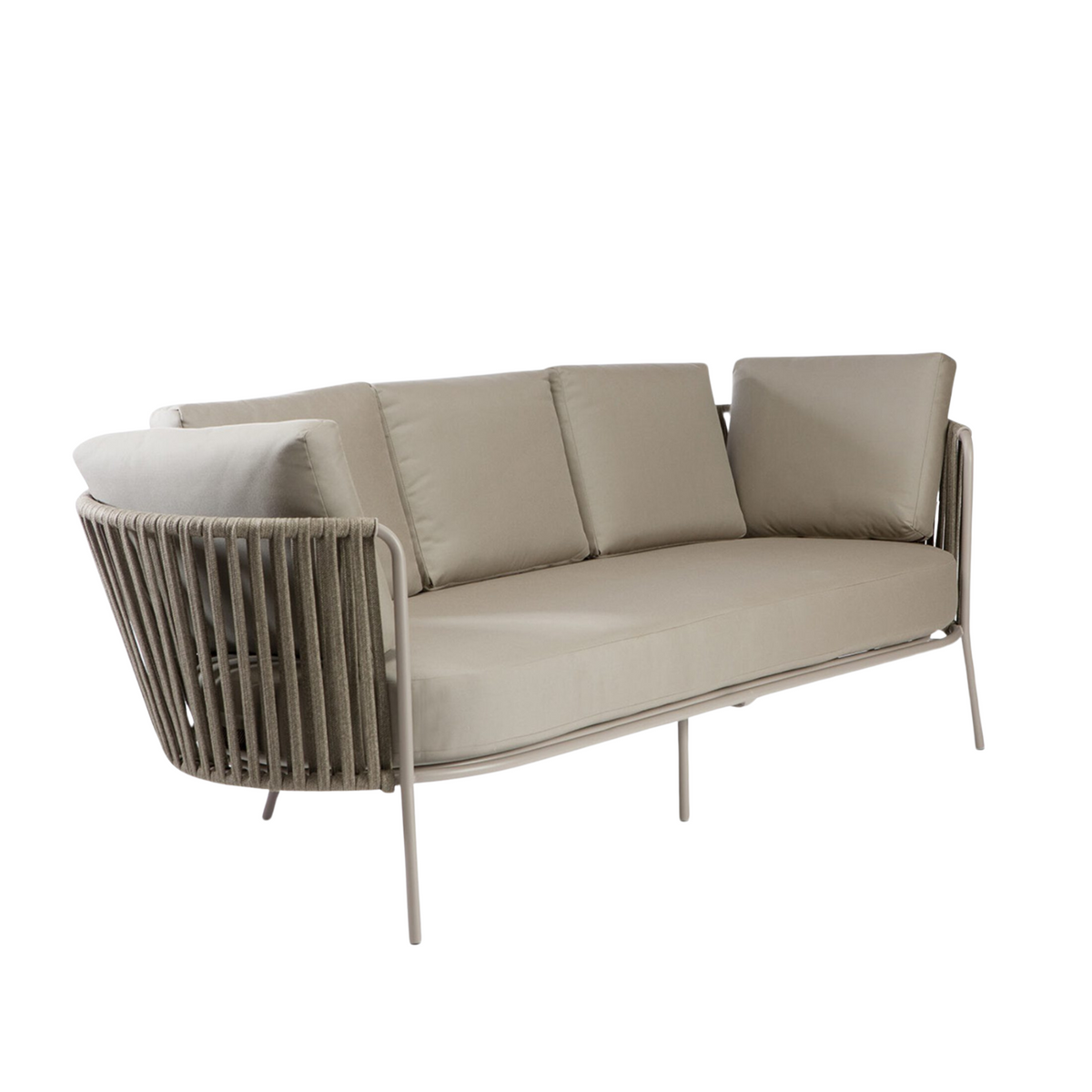 Divano 3 posti in corda e acciaio inox "Daisy Rope" sofà lounge da giardino cm 220x80 71h